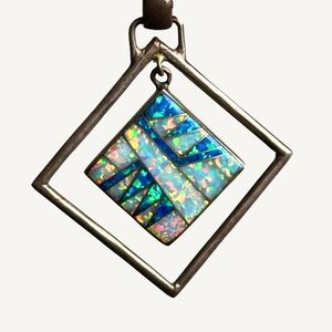 Sterling Inlay Opal Pendant